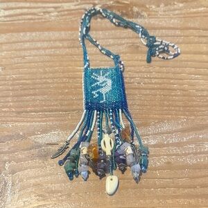 hand-beaded amulet bag necklace, Native American origin Beautiful